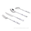 Flatware Stainless Steel Marbling Plastic Handle Cutlery Set